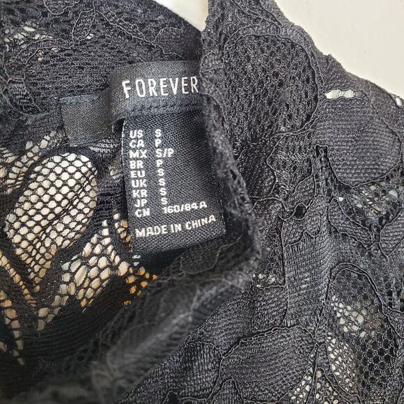 FOREVER 21 Black Lace Heart Shaped Bodice Bodysuit - Picture 6 of 7